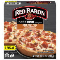 Red Baron Pizza, Deep Dish, Meat-Trio, Singles - 2 Each 