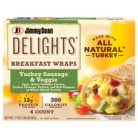 Jimmy Dean Jimmy Dean Delights Breakfast Wrap, Turkey Sausage & Veggies, Frozen, 4 Count - 4 Each 