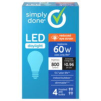 Simply Done Light Bulbs, LED, Daylight, 8 Watts - 4 Each 