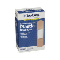 Topcare Antibacterial Plastic First Aid Antiseptic All One Size Bandages - 60 Each 