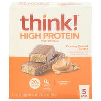 Think! Protein Bar, High Protein, Creamy Peanut Butter - 5 Each 