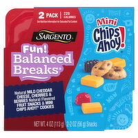 Sargento Fun! Balanced Breaks, Mild Cheddar Cheese/Cherries & Berries Fruit Snacks & Mini Chips Ahoy! Cookies, 2 Pack - 2 Each 