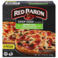 Red Baron Pizza, Deep Dish, Singles, Supreme - 2 Each 