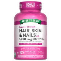 Nature's Truth Hair, Skin & Nails, Superior Strength, 5,000 mcg, Liquid Softgels - 165 Each 