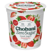 Chobani Yogurt, Greek, Nonfat, Zero Sugar, Strawberry Flavored