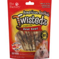 Pet Factory Beefhide, American, Beef, Twist Sticks, For Dogs, 20 Pack - 20 Each 