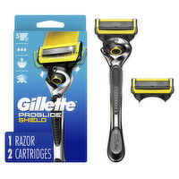 Gillette ProGlide Shield Razor for Men, Handle + 2 Blade Refills - 1 Each 