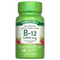 Nature's Truth Vitamin B-12, 5000 mcg, Fast Dissolve Tablets, Natural Berry Flavor - 60 Each 