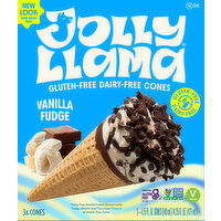 Jolly Llama Cones, Gluten Free & Dairy-Free, Vanilla Fudge Sundae - 3 Each 