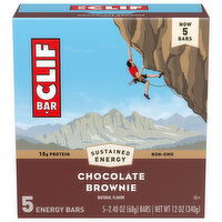 CLIF BAR - Chocolate Brownie Flavor - Made with Organic Oats - Energy Bars - Non-GMO - Plant Based Protein Bars (5 Pack) - 12 Ounce 