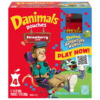 Danimals Yogurt, Strawberry Flavor, 1.5% Milkfat, Lowfat - 4 Each 