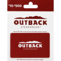 Outback Gift Card, $15 to $500 - 1 Each 