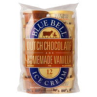 Blue Bell Ice Cream, Dutch Chocolate and Homemade Vanilla - 12 Each 