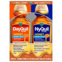 Vicks Cold & Flu, Max Strength, Honey Flavor, Day & Night Pack