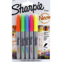 Sharpie Permanent Markers, Neon, Fine Point