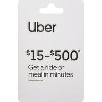 Uber Gift Card, $15-$500 - 1 Each 