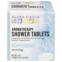 Aura Cacia Shower Tablets, Aromatherapy, Peppermint, Reviving - 3 Each 