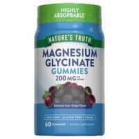 Nature's Truth Magnesium Glycinate, 200 mg, Gummies, Delicious Sour Grape Flavor - 60 Each 