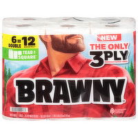Brawny 3-Ply Tear-A-Square Double Rolls Paper Towels - 6 Each