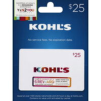 Kohl's Gift Card, $25 - 1 Each 