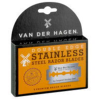 Van Der Hagen Razor Blades, Stainless Steel, Double Edge, Premium, 5 Pack - 5 Each 