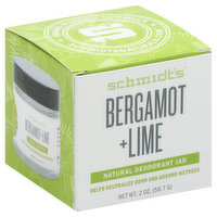 Schmidt's Deodorant, Natural, Bergamont + Lime, Jar - 2 Ounce 