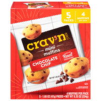 Crav'n Flavor Muffins, Chocolate Chip, Mini, 5 Packs - 5 Each 