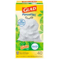 Glad Bags, Drawstring, Kitchen, Gain Original Scent with Febreze Freshness, 13 Gallon, Tall