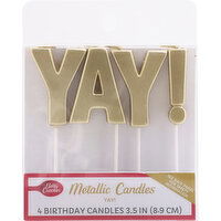 Betty Crocker Metallic Candles, Yay, 3.5 Inch - 4 Each