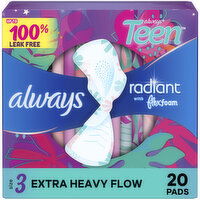 Always Radiant Teen Pads, Size 3, Extra Heavy, with Wings