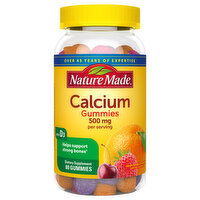 Nature Made Calcium, with D3, 500 mg, Gummies, Cherry, Orange & Strawberry - 80 Each 