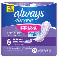 Always Discreet Pads, 6, Extra Heavy, Long - 28 Each 