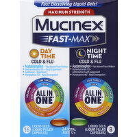 Mucinex Severe Cold/Cold & Flu, Day/Night, Maximum Strength, Liquid Gels, Value Pack