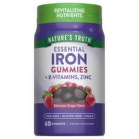 Nature's Truth Essential Iron, + B-Vitamins, Zinc, Gummies, Delicious Grape Flavor