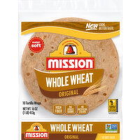 Mission Tortillas Wraps, Whole Wheat, Original - 10 Each 