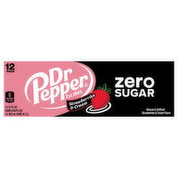 Dr Pepper Cola, Zero Sugar, Strawberries & Cream, 12 Pack - 12 Each 