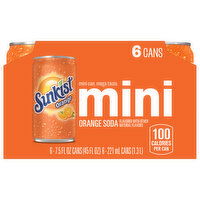 Sunkist Orange Mini Soda - 6 Each