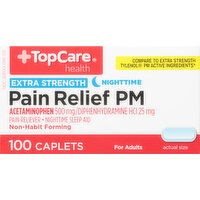 TopCare Pain Relief PM, Extra Strength, Nighttime, Caplets