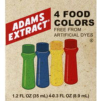 Adams Extract Food Colors, 4 Colors - 4 Each 