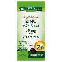 Nature's Truth Zinc, Plus Vitamin C, 50 mg, Rapid Release Liquid Softgels - 120 Each 