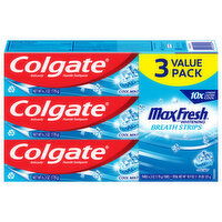 Colgate Toothpaste, with Whitening Breath Strips, Anticavity Fluoride, Cool Mint, 3 Value Pack - 3 Each 