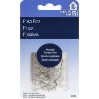 Helping Hand Push Pins, Clear - 40 Each 