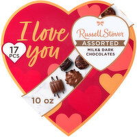 Russell Stover "I LOVE YOU" Heart Assorted Milk & Dark Chocolate Gift Box