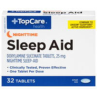 TopCare Sleep Aid, Nighttime, 25 mg, Tablets - 32 Each 