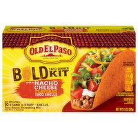 Old El Paso Taco Dinner Kit, with Nacho Cheese Flavored Taco Shells, Bold - 9.5 Ounce 