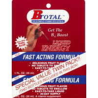 B Total Liquid Energy, Fruit Flavor, Twin Pack - 1 Ounce 