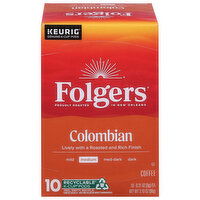 Folgers Coffee, Medium, Colombian, K-Cup Pods - 10 Each 