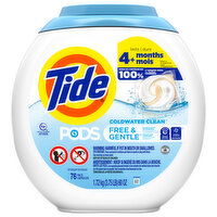 Tide Detergent, Free & Gentle, Coldwater Clean, Pacs