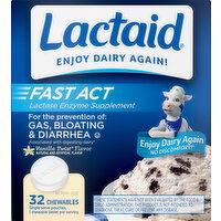 Lactaid Lactase Enzymes Supplement, Fast Act, Vanilla Twist Flavor, Chewables - 32 Each 