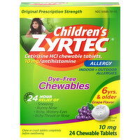 Zyrtec Allergy, Original Prescription Strength, 10 mg, Chewable Tablets, Grape Flavor, Children's